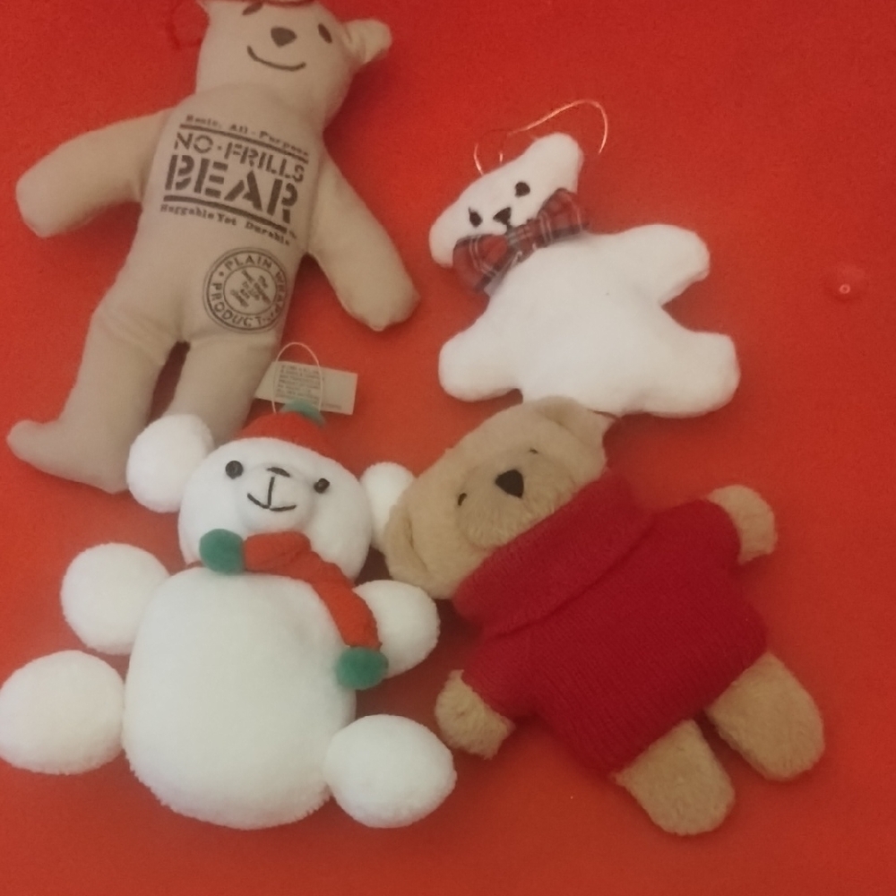 CHRISTMAS Bundle of 4 Teddy Bear CHRISTMAS Ornaments